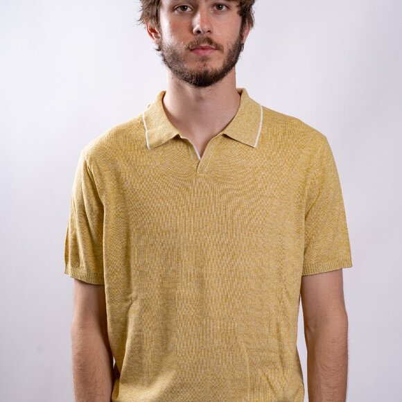 Stitch Note Johnny Collar Polo - Oldgold - Picture 3 of 3